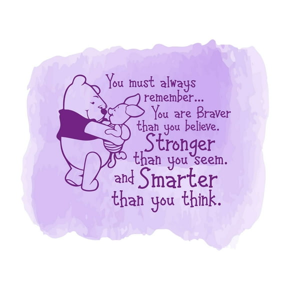Autocollant Mural Citation Amoureuse "Vous Devez Toujours Se Souvenir d'Enfants Plus Fort Que Vous Ne Semblez" Mignon Personnage Bear Pig Dure des Années et Facilement Amovible - Taille : 30 Po(L) x 27 Po(H)