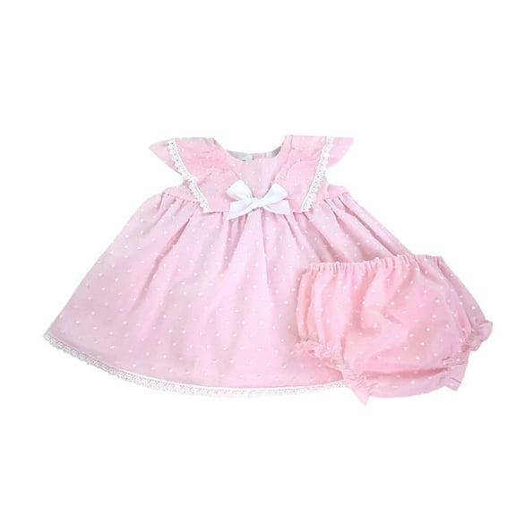 Pink Cotton Candy Fluttered Sleeves Dress and Bloomer Set
