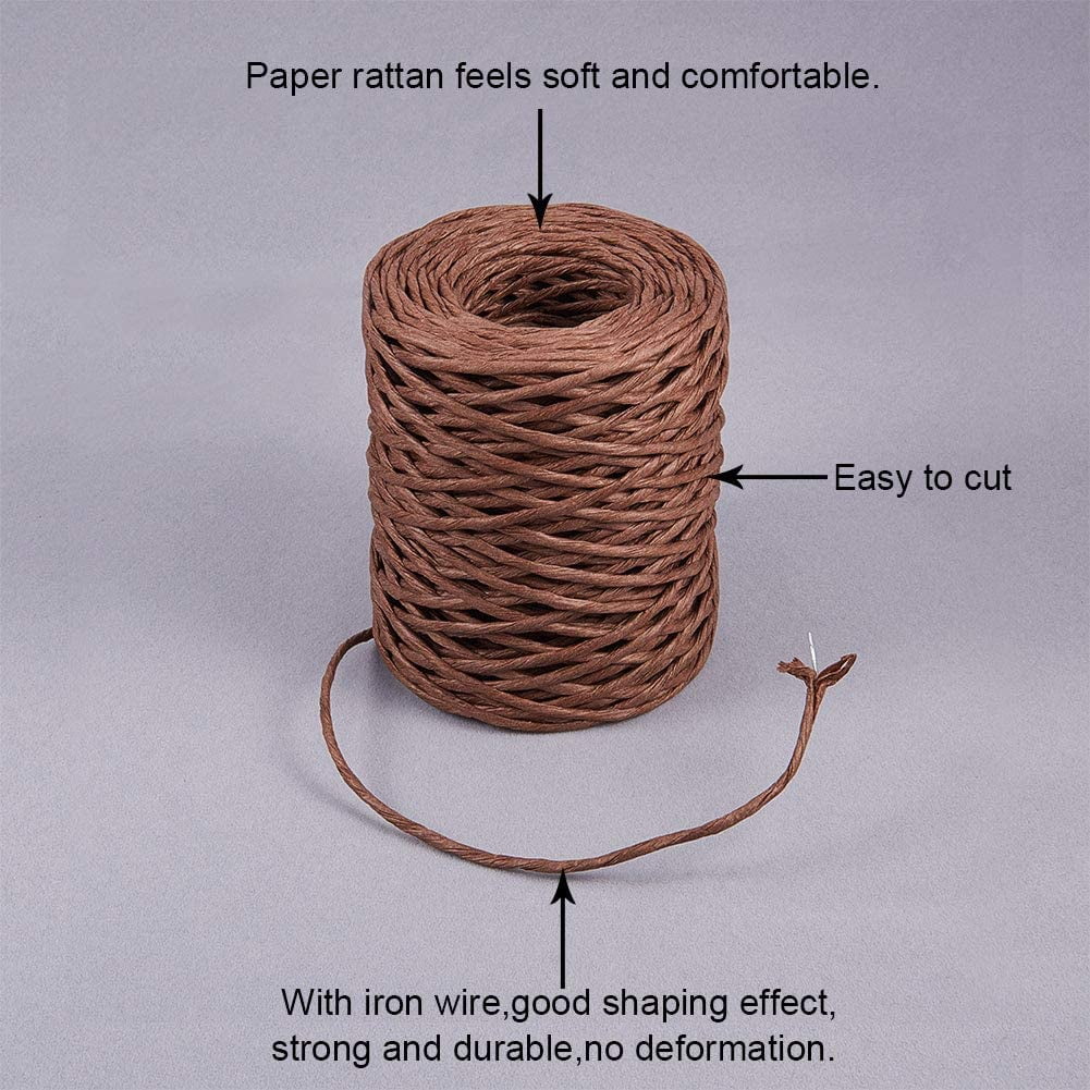 55Yards 2mm Floral Iron Bind Stem Wire Paper Wrapped Rattan Rope