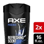 Axe Phoenix Refreshing Long Lasting Men's Body Wash Twin Pack, Crushed Mint and Rosemary, 16 fl oz