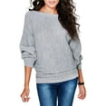 thumbnail image 1 of Colisha Boat Neck Knit Sweaters for Women Lady Batwing Sleeve Loose Knitted Pullover Sweater Jumper Tops, 1 of 2