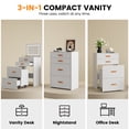 thumbnail image 2 of 3-in-1 Compact Vanity Desk with Mirror & Adjustable LED Lights – Dressing Table Set with Storage bedside table & Rolling Chair – For Girls' Bedrooms, Apartments, 2 of 8