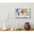 thumbnail image 3 of wall26 Canvas Print Wall Art Bright Rainbow World Map on Wood Panels Architecture &amp; Maps Cities Illustrations Modern Art Rustic Scenic Relax/Calm Multicolor for Living Room, Bedroom, Office - 16&, 3 of 5