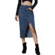 thumbnail image 1 of Falda Vaquera para Mujer Falda Informal de Talle Alto con Abertura Frontal Azul S, 1 of 6