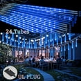 thumbnail image 5 of Christmas Lights Outdoor Meteor Shower Lights 24-Tube 576LEDs Snow Falling Rain Cascading Icicle Light for Xmas Tree Christmas Decorations Wedding Party Holiday Garden Decor, UL Plug Blue, 5 of 8