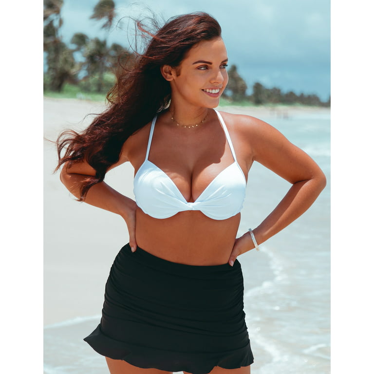 RELLECIGA Women's White Push Up Bikini Top Twist Front Underwire Bathing  Suit Size Medium