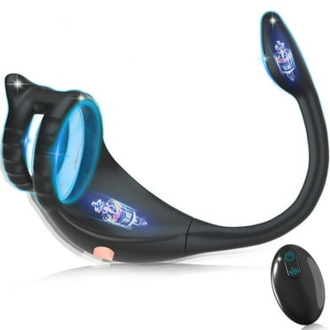 Leejoy Vibrating Penis Ring with Mini Prostate Massager, Penis Ring Remote Control Vibrator Men Vibrators Male Sex Toys, Silicone, Black