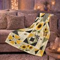 thumbnail image 6 of Rustic Sunflower Bumblebee Patchwork Farmhouse, Cozy Friendship Quote Scene, Warm Flannel Blanket for Ranch House and Living Room, Art Lovers Thanksgiving Gift, Artistic Home Decor, 6 of 9