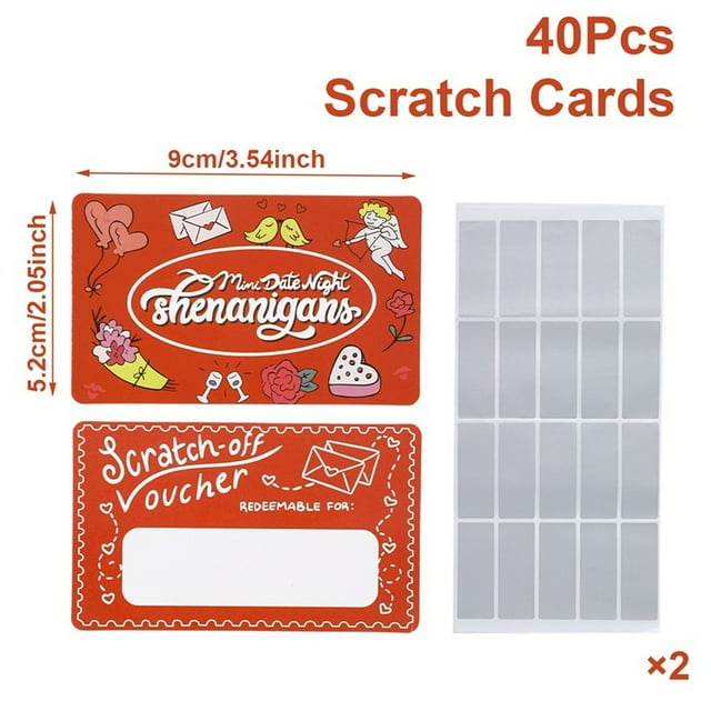 Ensemble de Cartes à Gratter Rouges de la Saint-Valentin 40 Pcs, Carte à Gratter de la Saint-Valentin avec Jeux Interactifs Créatifs Manuscrits Diy Faits Maison Carte à Gratter Enduite