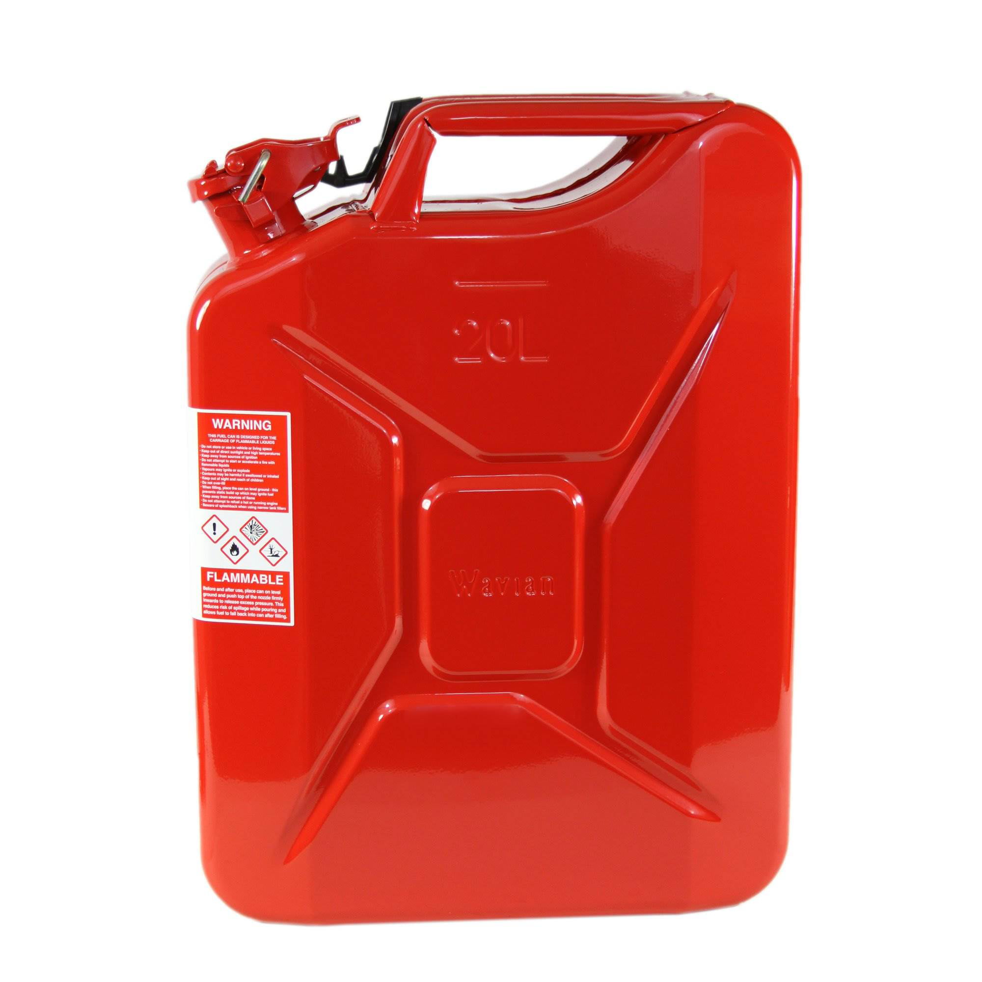 Red 2 Wavian 3009 5.3 Gallon 20 Liter Authentic CARB Fuel Jerry Can with Spout 