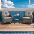 thumbnail image 2 of PARKWELL Outdoor Wicker Rocking Chair - 3 Piece Rattan Patio Bistro Set 2 Rocker Chairs and Glass Coffee Side Table - Set of 3 - Gray, 2 of 10