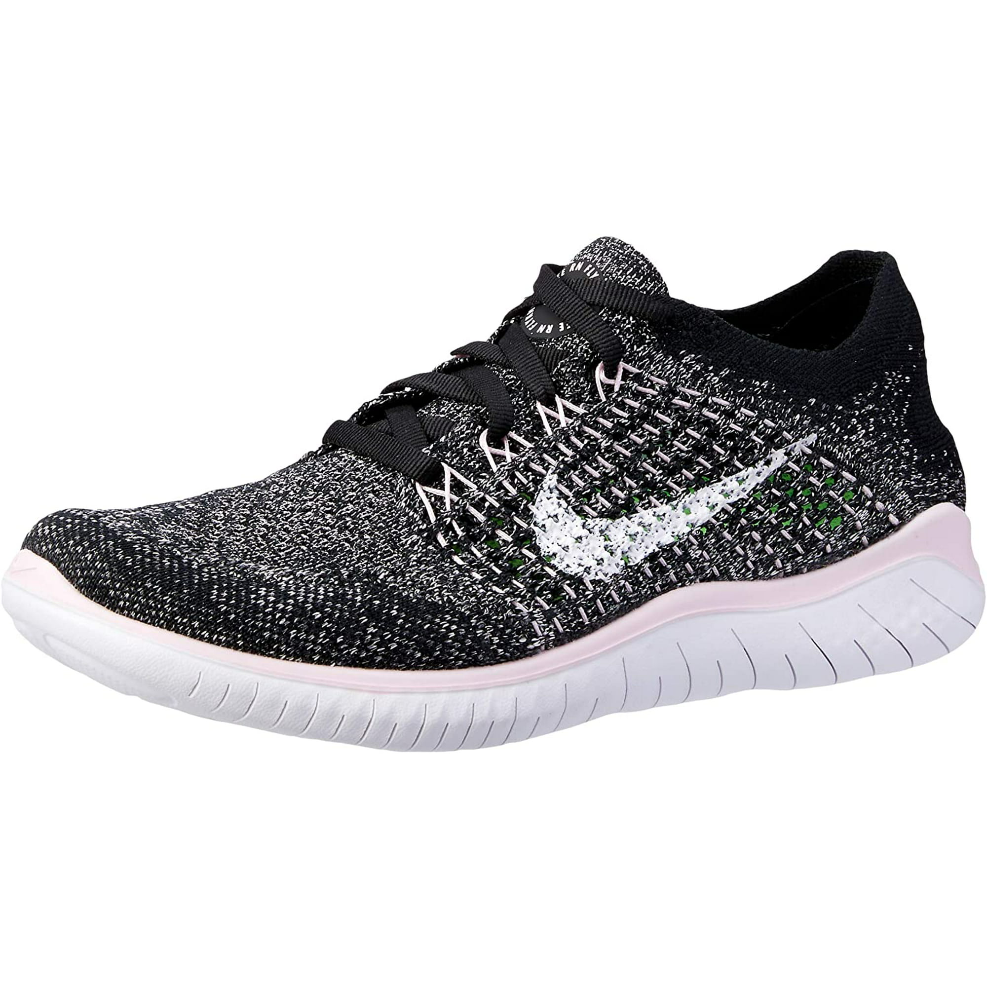 Nike Free RN Flyknit Running Shoe Black/White-Pink Foam 8.0 Walmart