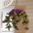 thumbnail image 2 of OakRidge Fully Assembled Artificial Mum Hanging Basket, Purple, 10” Diameter with 18” Long Chain – Polyester/Plastic Flowers in Metal/Coco Fiber Liner Basket for Indoor/Outdoor Use, 2 of 3