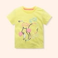 thumbnail image 2 of Little Girls Tshirts Summer Casual Short Sleeve Cute Cartoon Print Crewneck Kids Comfortable Girls' Tops, Tees & Blouses Size 6T,Yellow, 2 of 3
