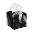 thumbnail image 1 of Balery Fluid Black White Paint Swirls Porta Pañuelos de Cuero con Estampado – Funda Moderna Cuadrada para Caja de Pañuelos, Dispensador 5x5x5'', 1 of 7