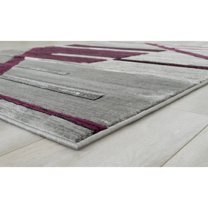 HR HANDCRAFT RUGS HR Monochromatic/Linear Design Contemporary Hand Carved Area Rug Purple - 5' x 7'