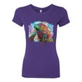 thumbnail image 2 of Wild Bobby Rainbow Painted Manatee Dean Russo Design Animal Lover Women Slim Fit Junior Tee, Purple Rush, Medium, 2 of 6