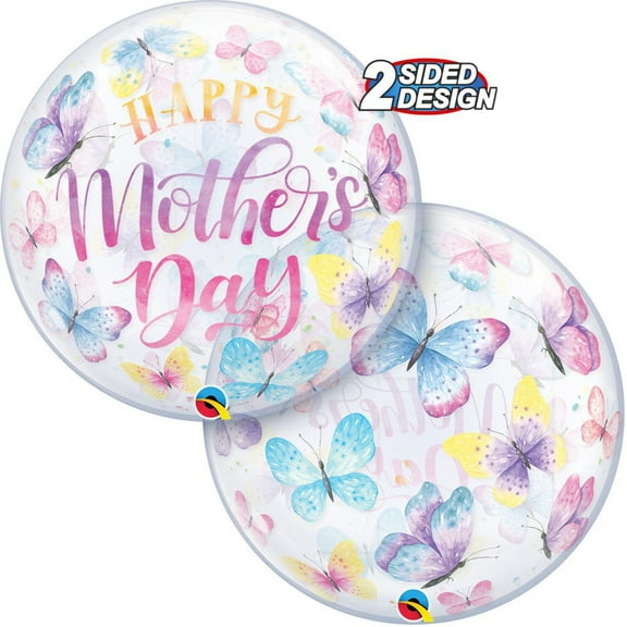 22 inch Bubble - Mother's Day Butterflies Qualatex Bubble Balloon - Party Supplies Decorations