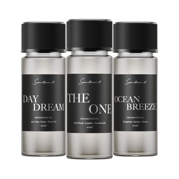 Scentiment Hotel Diffuser Oil Discovery Kit – Top 3 Luxury Fragrance Oils | 20ml | Cardamom, Tuscan Leather & Sandalwood Scent