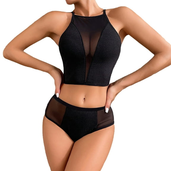 Kmdttou Women's Underwear Cotton Sexy Lace High Cut Panties Comfort Bikini Panty Stretch Underpants Breathable Ladies Briefs (Available in Plus Size) Black-XS