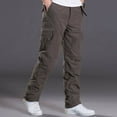 thumbnail image 4 of successthop Cargo Pant Elastic Waist for Men Fleece Solid Workwear with Multiple Pockets Zipper Casual Trousers, 4 of 5