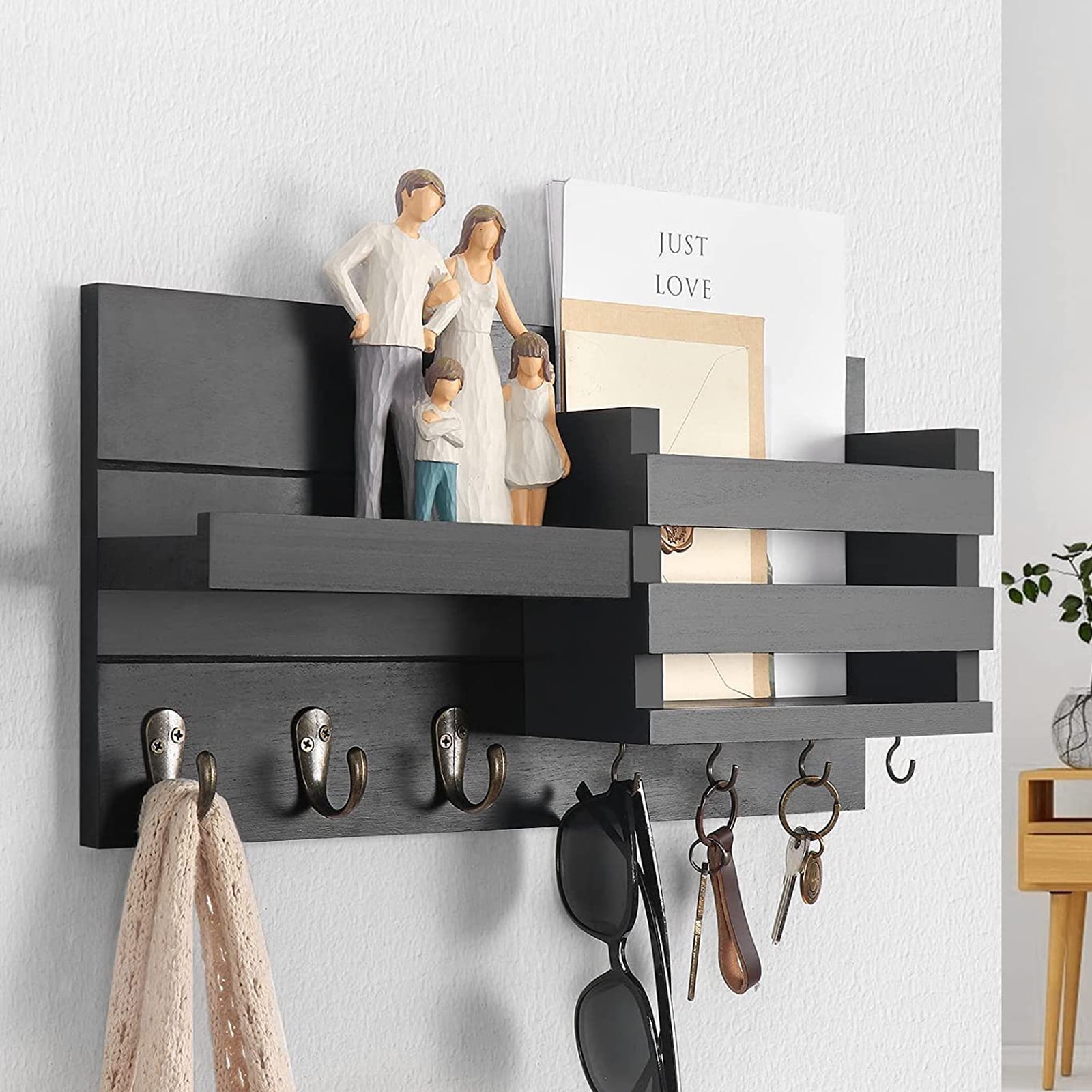 Homchum Wall Mount Mail & Key Holder Organizer with 7 Key Hooks, 1