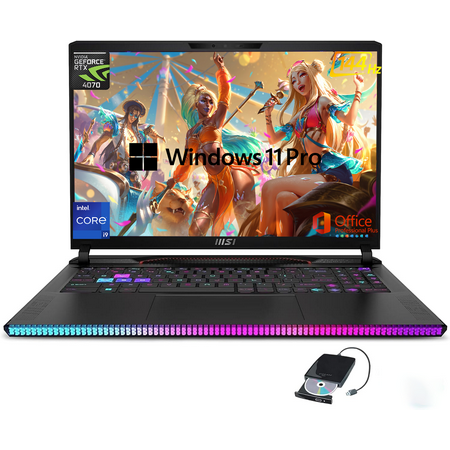 MSI GE68HX Raider Gaming Laptop - Intel core i9-14900HX(Up to 5.8GHz), 16" FHD 144Hz Display, GeForce RTX 4070, 32GB DDR5, 1TB SSD, Backlit KB, Win 11 Pro, Office Lisence