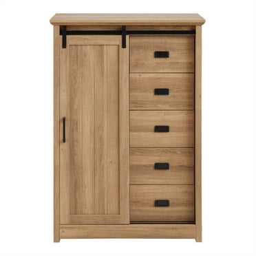 Brown 47.64 in. H Accent Cabinet with 5 Drawers and 4 Shelves