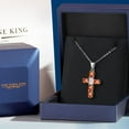 thumbnail image 5 of Gem Stone King 925 Sterling Silver Orange Sapphire and White Moissanite Cross Pendant Necklace for Women | 3.25 Cttw | Gemstone September Birthstone | Oval 6X4MM | With 18 inch Chain, 5 of 6