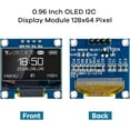 thumbnail image 3 of 5 pcs 0.96-inch OLED I2C IIC Display Module 12864 128x64 Pixels SSD1306 Mini Self-Luminous OLED Screen Board Compatible with Arduino Raspberry Pi (White), 3 of 8