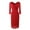 Wine, variant on Fesfesfes Women V-Neck Solid Vintage Elegant Midi Evening Dress 3/4 Sleeves Dress