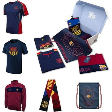 Icon Sports Ultimate Fan Pack: Officially Licensed FC Barcelona Soccer Bag, Scarf, Jacket & Shirts 5 Piece Value Set, Medium