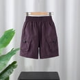 thumbnail image 2 of IVEYRTF Boys Casual Cargo Shorts Solid Color Lightweight Summer Wear Elastic Waist Loose Fit Comfort Play Shorts(Purple,13-14 Years), 2 of 6