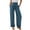 Blue, variant on Juslio Girls Pants Unisex Child Casual With Pockets Smocked High Waist Pant Loose Wide Leg Trousers 4-14 Years Linen Pants