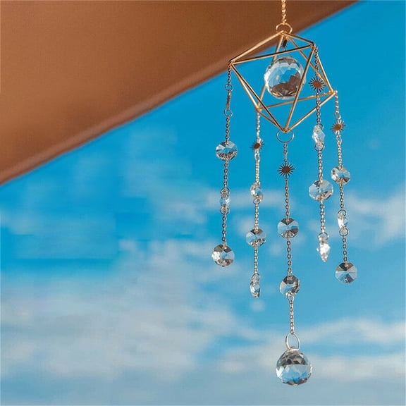 Specollect 2 Pcs Crystal Suncatcher Pendant Wind Chime Hanging Ornament with Prisms for Window Home Decor, Rainbow Maker Solar Catcher Gift for Indoor Outdoor Garden