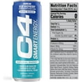 thumbnail image 2 of C4 Smart Energy Drink, Blue Raspberry Flavor, Zero Sugar, Carbonated, 12 oz can (12 pack), 2 of 5