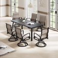 thumbnail image 5 of Pellebant 83" Aluminum Outdoor Dining Table for 8, All-Weather Rectangle Patio Table with Umbrella Hole for Backyard, Lawn, Garden and Poolside, Glossy Black, 5 of 8