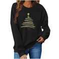 thumbnail image 2 of BXJX Women's Round Neck Christmas Print Sweatshirt- Loose Fit Casual Holiday Winter Christmas Pullover Tops Black Size M, 2 of 8