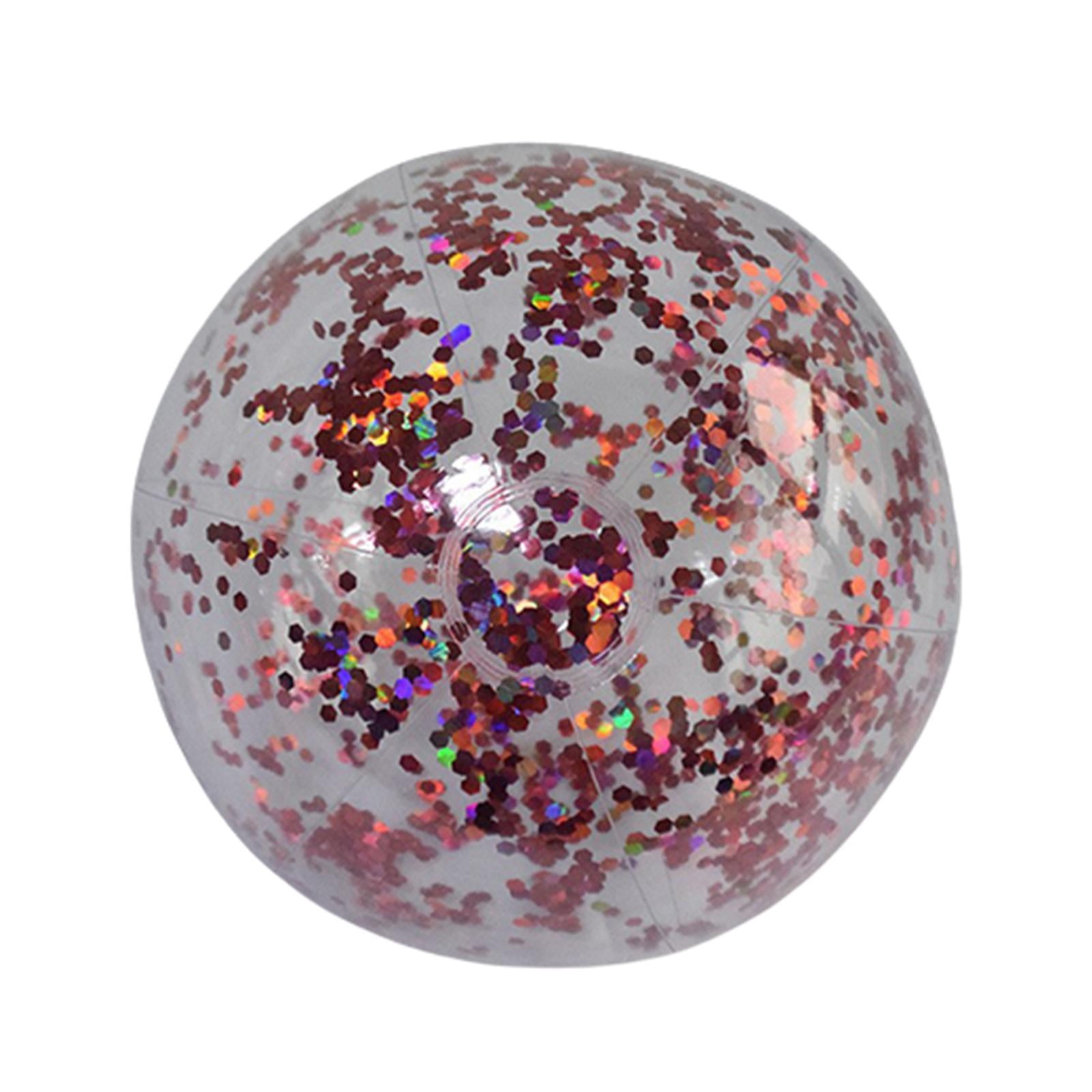 Pack De 4 Pelotas De Playa Inflables Con Lentejuelas – 40 Cm, Transparentes Con Brillo – Oro, Púrpura, Rosa Y Azul – Para Piscina Y Verano