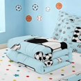thumbnail image 5 of Manfei Cartoon Football Zipper Full Size Comforter Sets with Fitted Sheet and 2 Pillowcases, Cute Monogrammed L Zipper Bedding Set, Light Blue Black L, 5 of 7