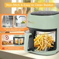 thumbnail image 5 of Bluebow 5 Quart Air Fryer with 360° Viewing Glass Pot, 8-in-1 Digital Touchscreen, Nonstick & Dishwasher Safe Basket, Less Oil, 1350W (Green), 5 of 16