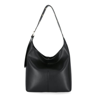 Time and Tru Women's Shively Faux Leather Bucket Handbag, Black