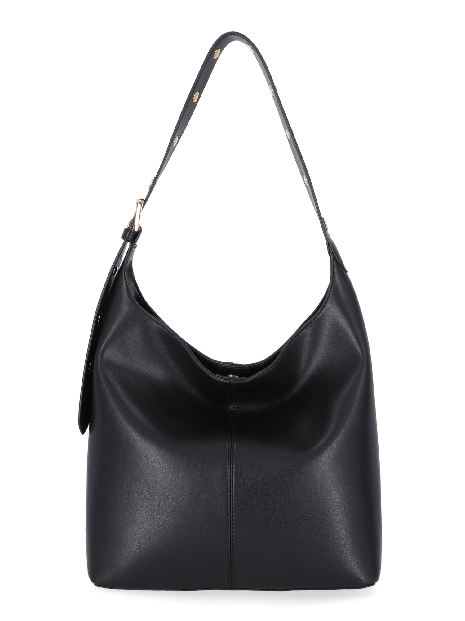 Time and Tru Women's Shively Faux Leather Bucket Handbag, Black