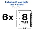 Avery 8Tab Dividers, Insertable Multicolor Big Tabs, 6 Sets
