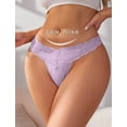 thumbnail image 3 of Ausing Women's Lace G-String T Back Low Waist Breathable Panties No Show Stretch Underwear Purple XL, 3 of 6