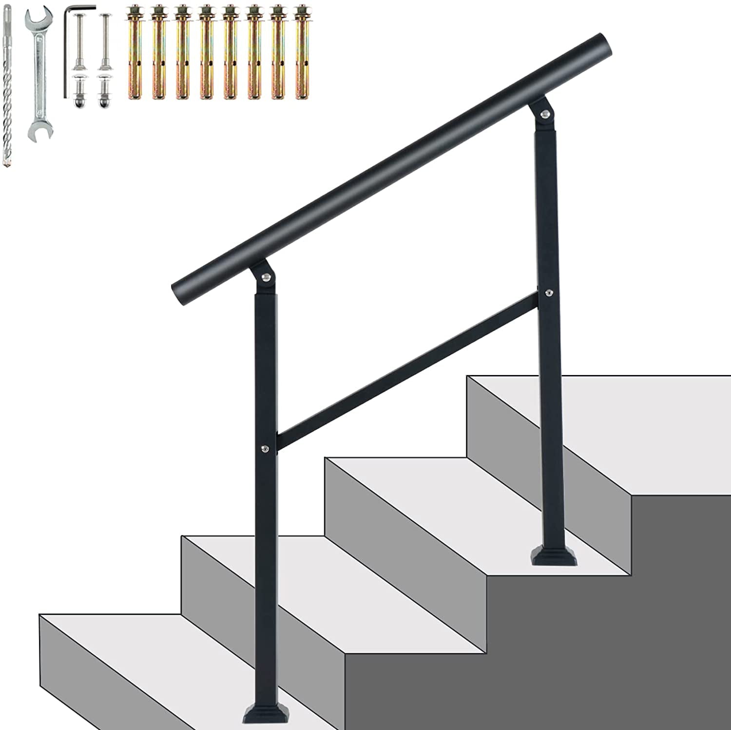 Corner Handrail For 1-3 Step Stairs Perfect Railing For 1-3 Garage Stairs Wall Handrail Indoor Or Outdoor Patio Or Interior Stairways