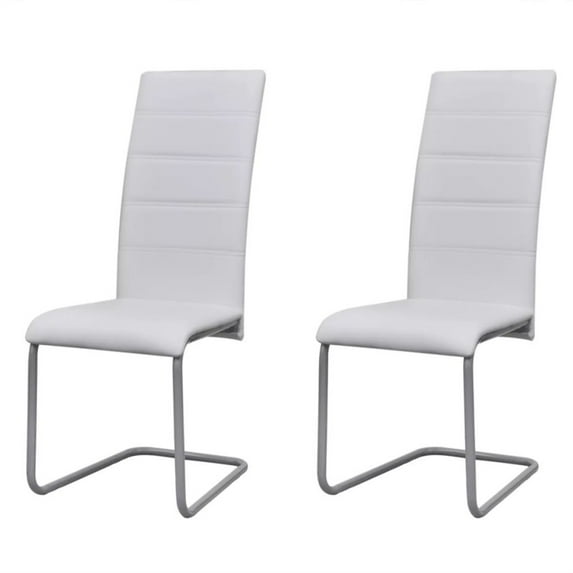 vidaXL Cantilever Dining Chairs 2 pcs Artificial Leather White