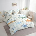 thumbnail image 3 of Feelyou Cartoon Airplane Boys Bedding Comforter Set 7pcs, Helicopter Print Queen Bedding Sets, Dreamy Stars Cloud Reversible Queen Sheet Sets, Breathable Home Decor, 3 of 8