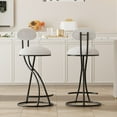 thumbnail image 3 of Set of 4 Round Print Bar Stools, Metal Upholstered Chairs for Kitchen Island & Dining Rooms Counter Stools (White), 3 of 13