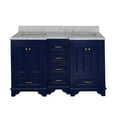 thumbnail image 5 of Nantucket 60" Double Bathroom Vanity with Royal Blue Cabinet and Carrara Marble Top, 5 of 6